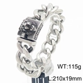 Pulsera para hombre de acero inoxidable con broche cabeza de león, 115g, 210x19mm - Hebilla Cuadrada de Cabeza de León Cadena Cubana / Plata (KB186875 -MZOZ)