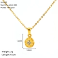 Detail of 18k gold plated stainless steel sun and moon pendant with size specifications - Gold Simple Round Disc Style (SP620G)