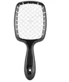 Hollow massage hairbrush in black and white honeycomb design for fast blow-drying - Black Handle + White