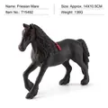 Modèle réaliste de jument Frison noire, figurine animale 14x10,5cm avec crinière détaillée - Jument Frisonne (T15492)