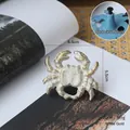 Crab shaped cast iron furniture knob in gold and white finish with rustic texture - Crab-White Gold