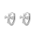 Silberne S925 Sterling Silber Kreuz Creolen mit zentralem klarem Zirkonia Stein - Weißgold