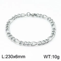 Silbernes Figaro-Kettenarmband für Herren und Damen, 6mm breit, hochglanzpoliertes Design - 23cm / Stahlfarben