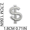 Silver glitter dollar sign embroidered patch, 2.7cm height DIY decoration for bags - Silver Dollar Sign Shape (15号)