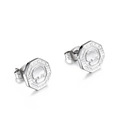 Octagon silver stainless steel stud earrings with tree of life engraving for women - Steel
