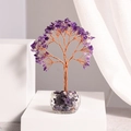 Handmade purple amethyst crystal money tree ornament in transparent glass bowl - Glass Bowl - Amethyst