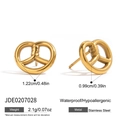 Golden pretzel knot stainless steel stud earrings with waterproof finish - Pretzel Shape Stud Earrings (JDE0207028)