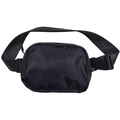 Waterproof black nylon waist bag with adjustable strap and buckle for running and sports - Black