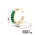 Golden open ring with rectangular green gemstone inlay, 2.6g lightweight jewelry - 2.5*5mm-7 Stones / Gold Base Green Stone