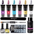 Kit poly gel glitterato con 6 colori, slip solution, base coat e strumenti per estensione - ZH53-Kit Poly Gel Glitter 6 Colori-15ml
