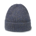 Gorro de punto mezcla azul marino con textura de mohair y diseño acanalado - M (56-58cm) / Azul
