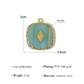 18k gold plated stainless steel square pendant with light green acrylic stone inlay - SAC23061923-Light Green Acrylic Pendant