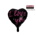 18 inch black heart aluminum foil balloon with pink I Love You print for parties - 18-inch Heart Black (Double Sided I LOVE YOU)
