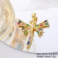 Golden dragonfly pendant with multi-colored gemstones and a small white pearl accent - Rectangle Colored Zircon Pearl Dragonfly Style (35)