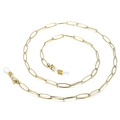 Golden elongated link chain for glasses and face masks with silicone loops and lobster clasps - Polished Oval Link Style (KSC119-Z)