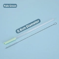 Reusable 0.8cm Tritan straw set with light green silicone base and wire cleaning brush - 0.8cm Diameter / Pale Green