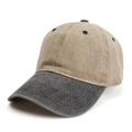 Cappellino da baseball vintage lavato bicolore kaki e grigio scuro stile retrò - Tesa Nera Corona Cachi