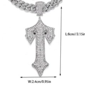 Silver iced-out sword pendant on Cuban chain with dimensions 8cm by 2.4cm - Silver Letter I Single Pendant
