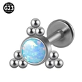 G23 titanium labret stud with iridescent blue opal and cluster bead decorative accents - G23 Titanium 1.2*6mm