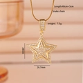 Golden snake chain necklace with star pendant and inlaid zircons, 28mm x 26.7mm size - Pentagram Gold (2648)