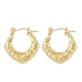 Orecchini vintage stile francese a forma di C texture martellata placcati in oro 18k - Fibbia per Orecchio a C Martellata in Oro (KE104102-LM)