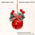 Campanella natalizia rossa in metallo con fiocco a quadretti rosso e bianco e pino - Campanella di Natale Rotonda - Rosso