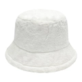 Winter fluffy faux rabbit fur bucket hat in pure white soft plush material - M (56-58cm) / White