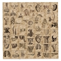 Vintage Anatomie Aufkleber mit Gehirn Herz und Skelett auf Kraftpapier Hintergrund - 56 Stück Anatomie Vintage Aufkleber