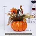 Artificial orange pumpkin with autumn maple leaves and sunflower for Halloween decor - Green Curved Pumpkin Sunflower Ornament / 703-15CM
