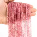 Detailed view of 3mm pink faceted natural stone beads for DIY jewelry making - 3mm (38cm, Approx. 120 Beads) / Strawberry Quartz
