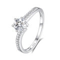 Klassischer S925 Sterlingsilber Ring mit rundem 0,5ct Moissanit in einer 6-Krallen-Fassung - US 5 / Moissanit (D-Farbe) (FDJZ-342-莫桑钻(D色))