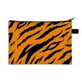Portable tiger print cosmetic bag with orange stripes and black zipper closure - Orange Tiger Stripe (21)