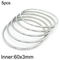 Set of 5 minimalist silver stainless steel bangles with 60mm inner diameter and 3mm width - 5Pcs Set-Silver (KB184146-KFC)