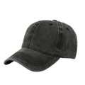 Vintage washed dark grey cotton baseball cap with distressed finish and six-panel design - Washed Black