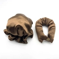 Brown silk heatless hair curler and sleep cap set for wavy hair styling - Coffee