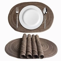 Sottopiatto ovale in cotone intrecciato marrone e kaki con isolamento termico - 45x30cm / Marrone Caffè