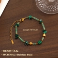 Boho-Perlenarmband mit grünen Malachitsteinen und Edelstahlperlen in Gold - Unregelmäßige Grüne Steinperlen Stil (款式2)