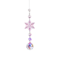 Rainbow crystal suncatcher with faceted glass ball and purple snowflake ornament - Rainbow Prism Ball Pink Purple Snowflake