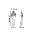 White chili-shaped pendant in stainless steel with detailed dimensions and silver cap - Silver-White