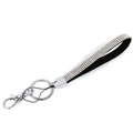 Sparkling black rhinestone phone lanyard with PU leather wrist strap and metal clasp - White
