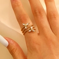 Elegant gold multi-layer zircon ring with marquise crystal leaf designs for women - Multi-layer Marquise Stone Floral Style (2127)