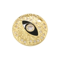 Golden Evil Eye pendant with black enamel, sparkling crystals and textured finish - Black