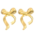 Elegant golden bow-knot stainless steel stud earrings for women on a white background - Dynamic Bowknot (3738)