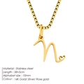 14K gold plated stainless steel box chain necklace with initial letter N heart pendant - Letter N / 38+5cm / Gold