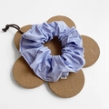 Pastel purple fabric scrunchie with ruffled design and small white brand tag detail - Large / Light Blue
