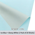 Two-tone 56x56cm ice blue and pearl white bouquet wrapping paper 20 sheets pack - Water Blue + Crystal White