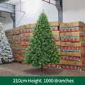 Albero di Natale artificiale verde da 210cm con 1000 rami e supporto in metallo - 2.1m Bicolore Alta Densità (1000 Punte)
