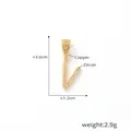 18k gold plated copper cursive letter V pendant with cubic zirconias measuring 3.6cm - Letter V