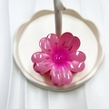 Pink translucent floral hair claw clip with elegant petal design and glossy finish - Pink (Lucky Flower)
