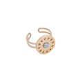 Vintage golden stainless steel open ring featuring a turquoise stone and hollow sunburst design - Turquoise Hollow Style (3#)